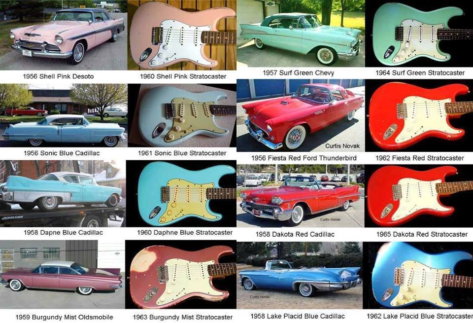 fender guitar colors and classic cars
