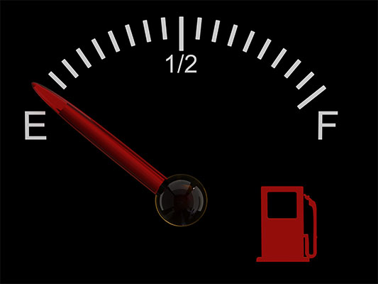 Fuel gauge on E