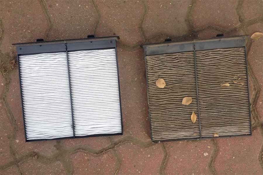 Clean and Dirty Cabin Air Filters