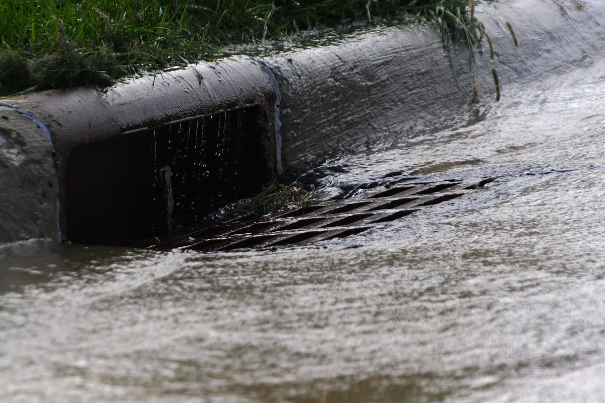 water going into storm drain