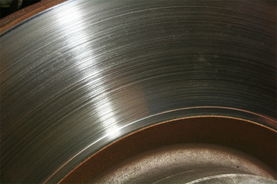 closeup of a brake rotor