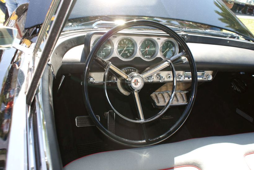 The steering wheel of a 1956 Mark II