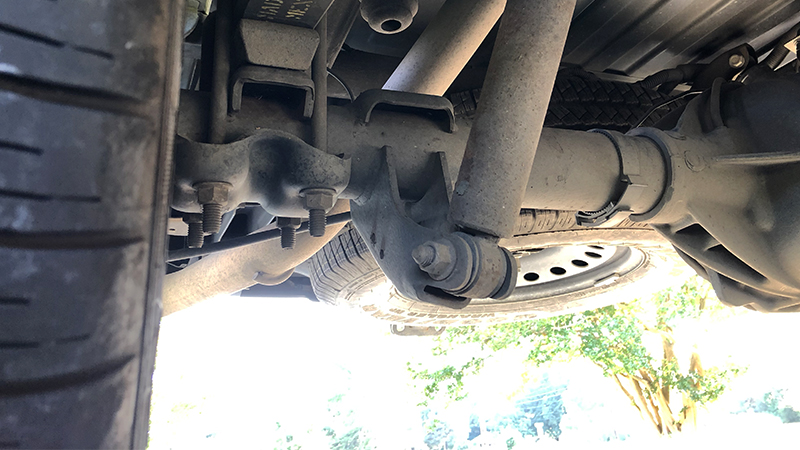 lower rear shock retaining nut on a Chevy Silverado