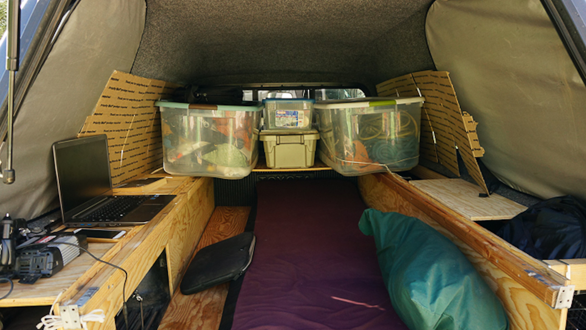 truck camping - interior