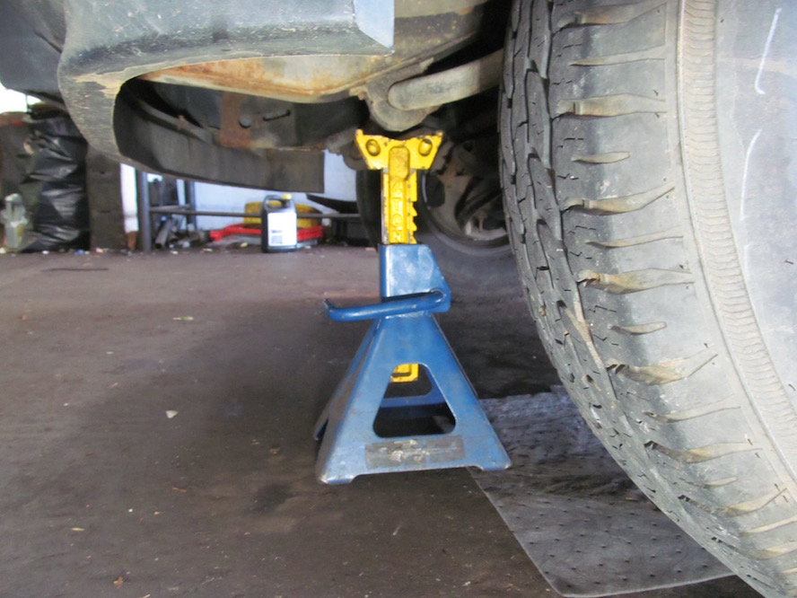 Vehicle supported with jack stands