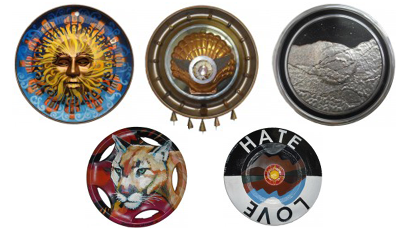 Five pieces of hub wheel art.