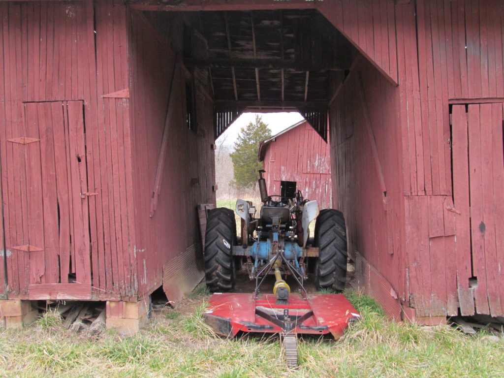 Tractor in a barn