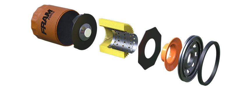 exploded view of a FRAM Force oil filter