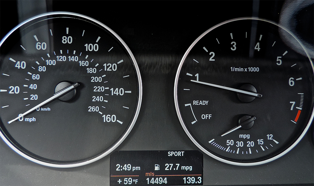 odometer and dash gauges