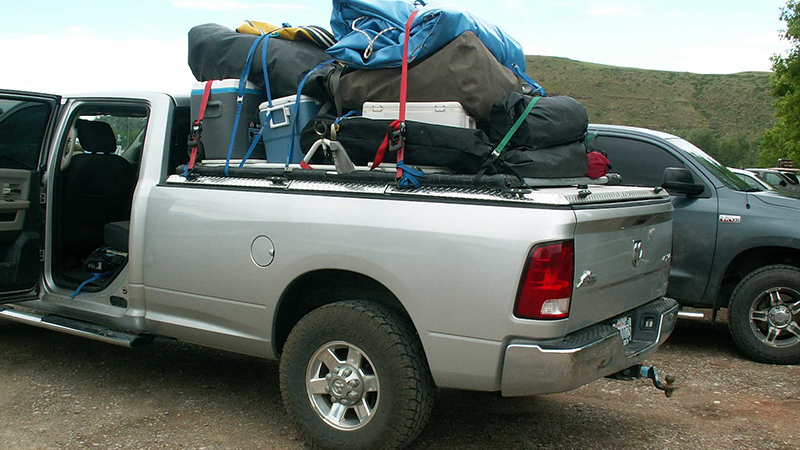 A truck bed filled with cargo.