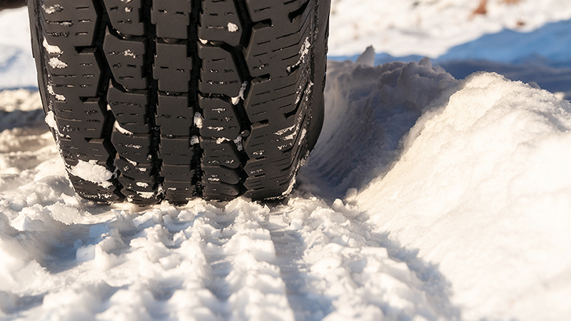 a tire in snow