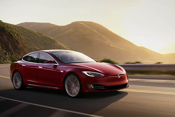 red Tesla Model S